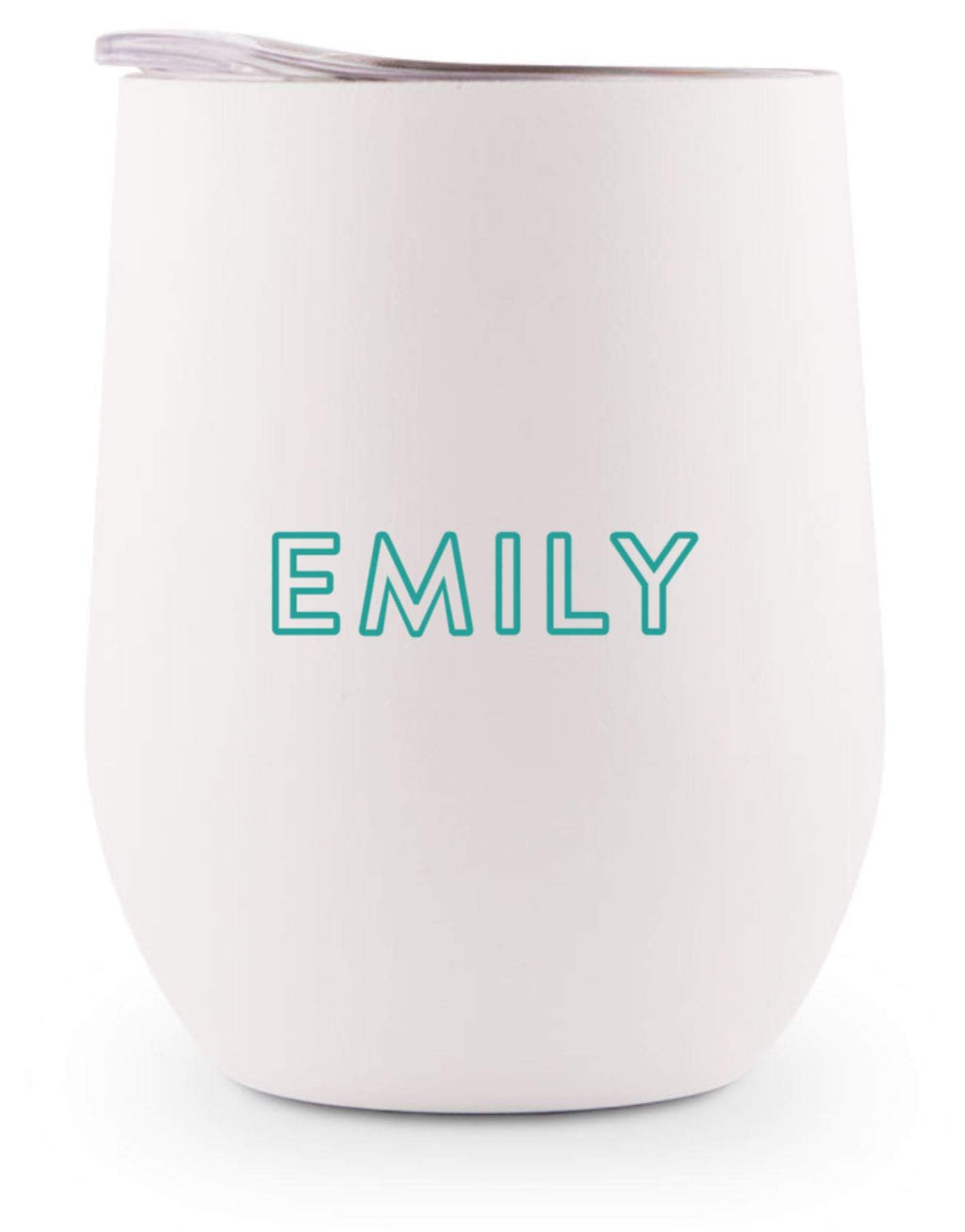 WEDDINGSTAR Personalized Stemless Travel Tumbler 12oz – Insulated Stainless Steel Wine Glass with Lid - Calligraphy - Pink