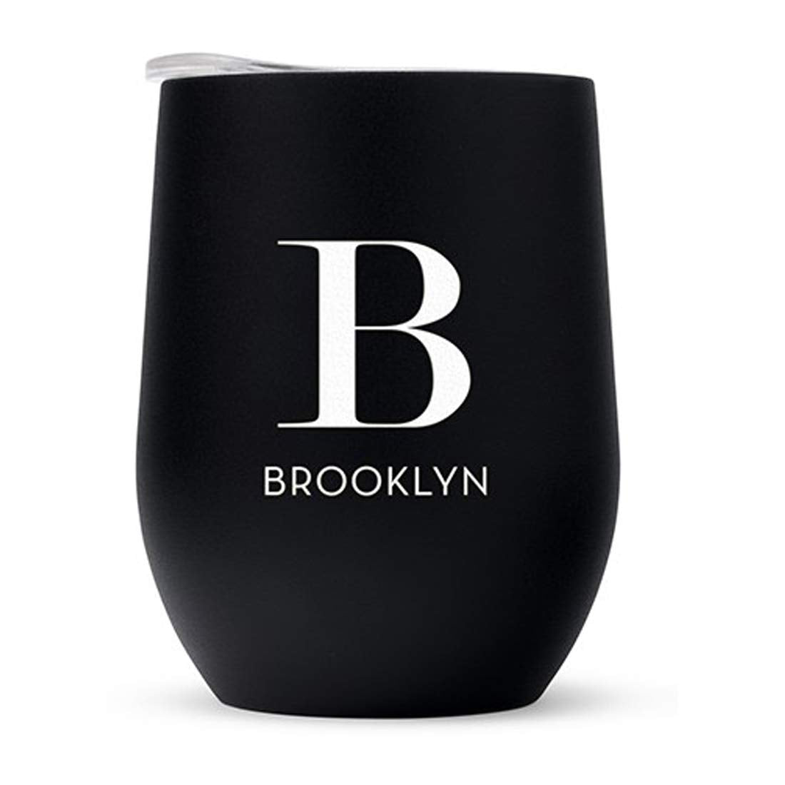 WEDDINGSTAR Personalized Stemless Travel Tumbler 12oz – Insulated Stainless Steel Wine Glass with Lid - Calligraphy - Pink