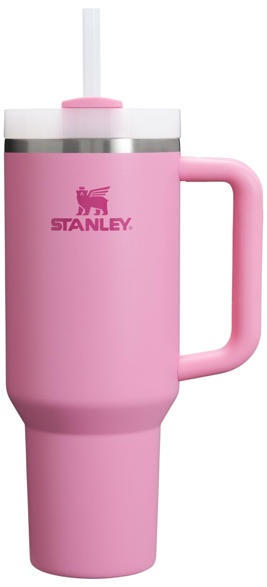STANLEY Quencher H2.0 Tumbler with Handle and Straw 40 oz Flowstate 3-Position Lid Cup Holder Compatible for Travel Insulated Stainless Steel Cup BPA-Free Rose Quartz 2.0