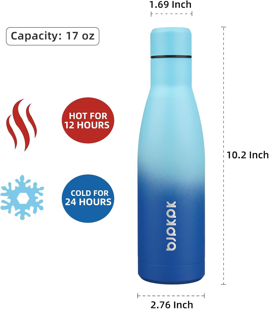 BJPKPK 17oz Insulated Water Bottles Stainless Steel Sports Water Bottles Keep Cold and Hot for Travel Dishwasher Safe,Sky