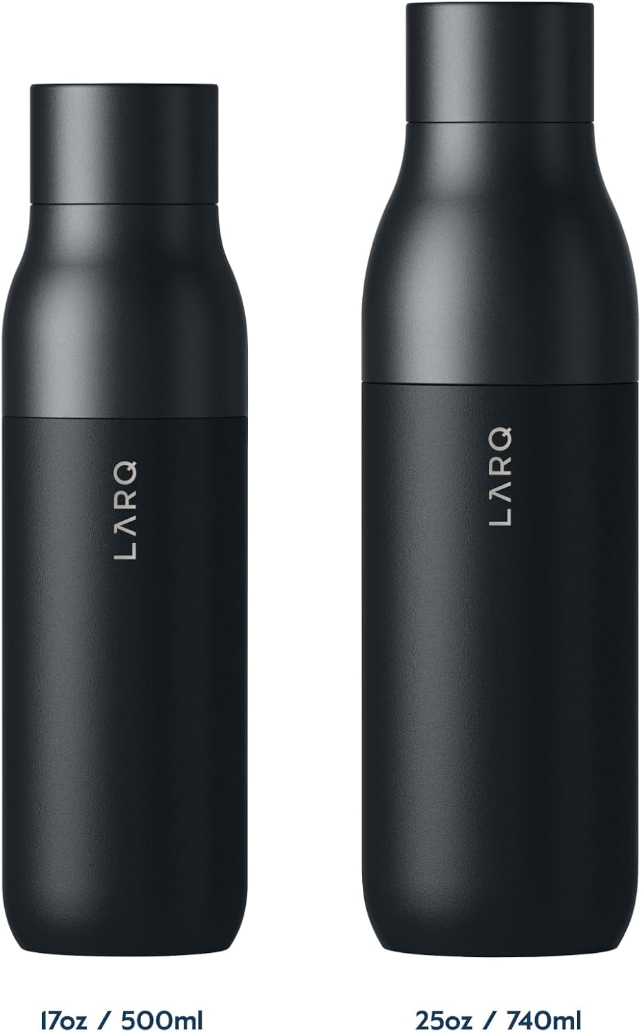 LARQ Bottle PureVis 17 oz - Self-Cleaning and Insulated Stainless Steel Water Bottle with UV Water Purifier and Award-winning Design | Reusable & Travel Friendly, Obsidian Black