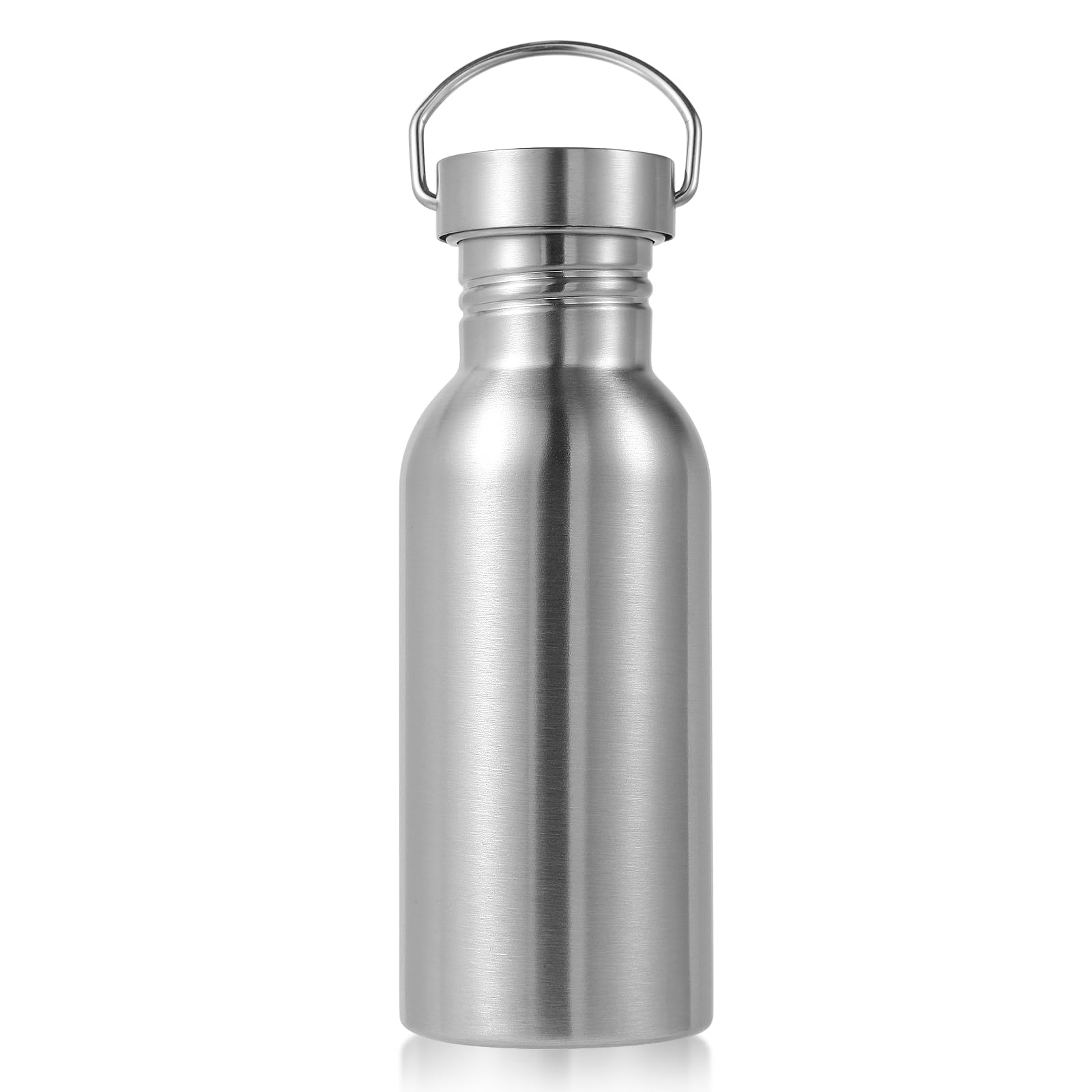 Volhoply 12oz Uninsulated Single Walled Water Bottle, Stainless Steel Reusable Water Bottles with Handle, BPA Free & Plastic Free 18/8 304 Metal Water Bottles for Camping, Hikers, Cyclists