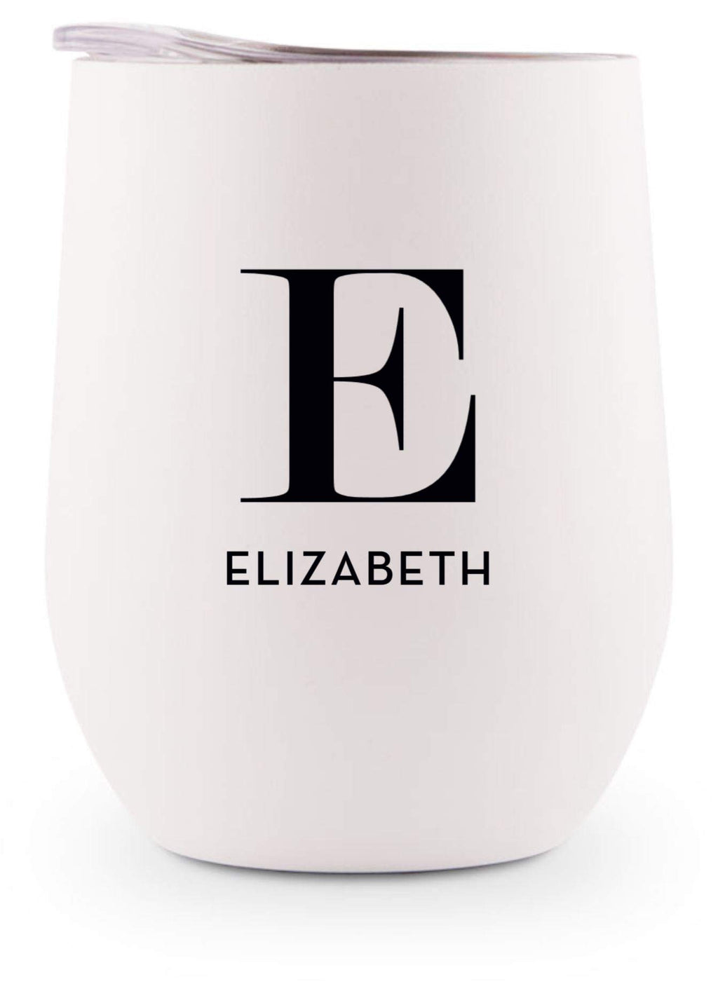 WEDDINGSTAR Personalized Stemless Travel Tumbler 12oz – Insulated Stainless Steel Wine Glass with Lid - Calligraphy - Pink