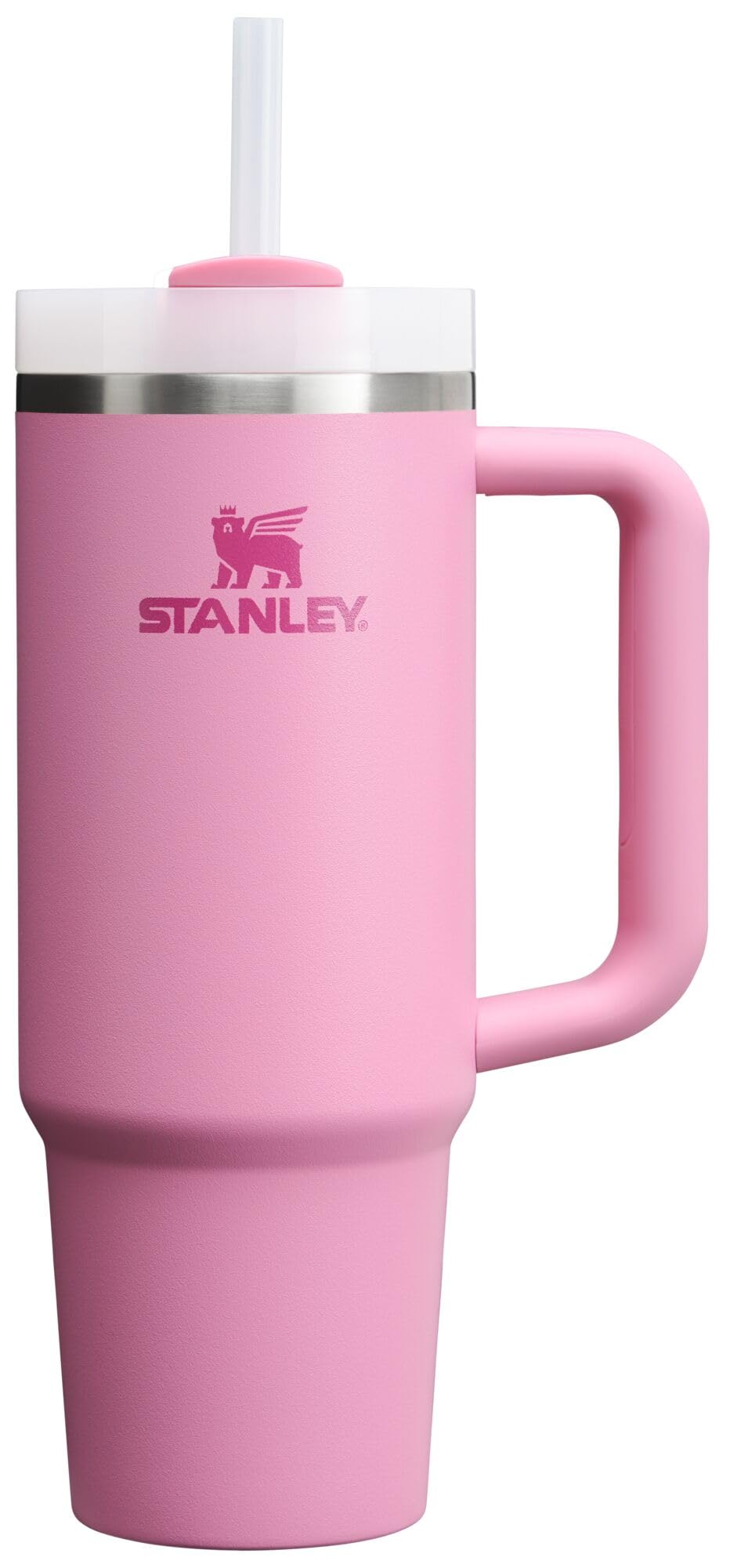 STANLEY Quencher H2.0 Tumbler with Handle and Straw 40 oz Flowstate 3-Position Lid Cup Holder Compatible for Travel Insulated Stainless Steel Cup BPA-Free Rose Quartz 2.0