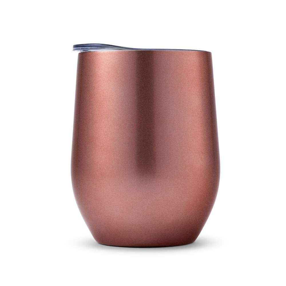 WEDDINGSTAR Personalized Stemless Travel Tumbler 12oz – Insulated Stainless Steel Wine Glass with Lid - Calligraphy - Pink