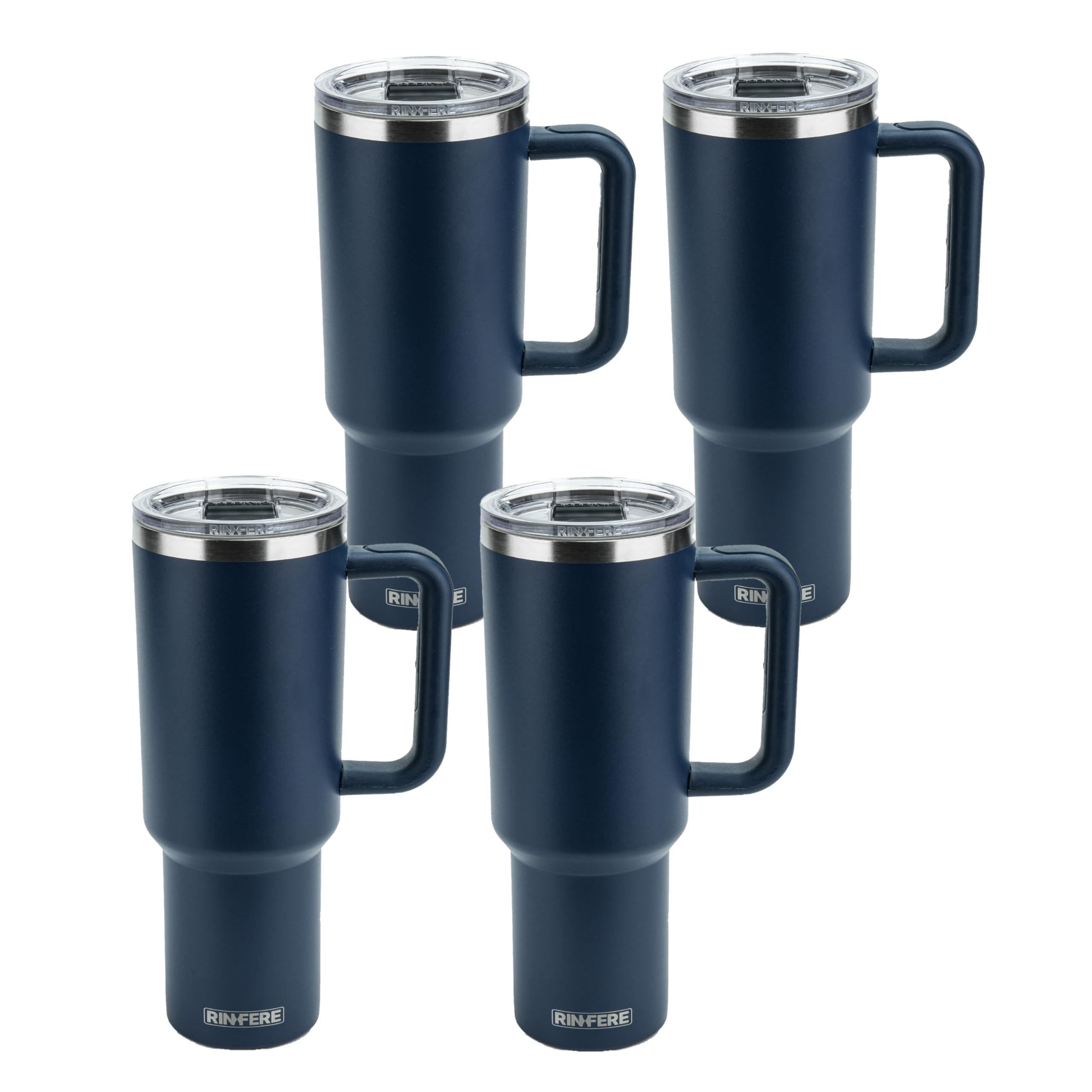 40 Oz Tumbler with Handle, Straw and Slide Lid - 100% Leak Proof, Cup Holder Compatible for Travel - Insulated Stainless Steel Cup (Sand, 4 Pack)