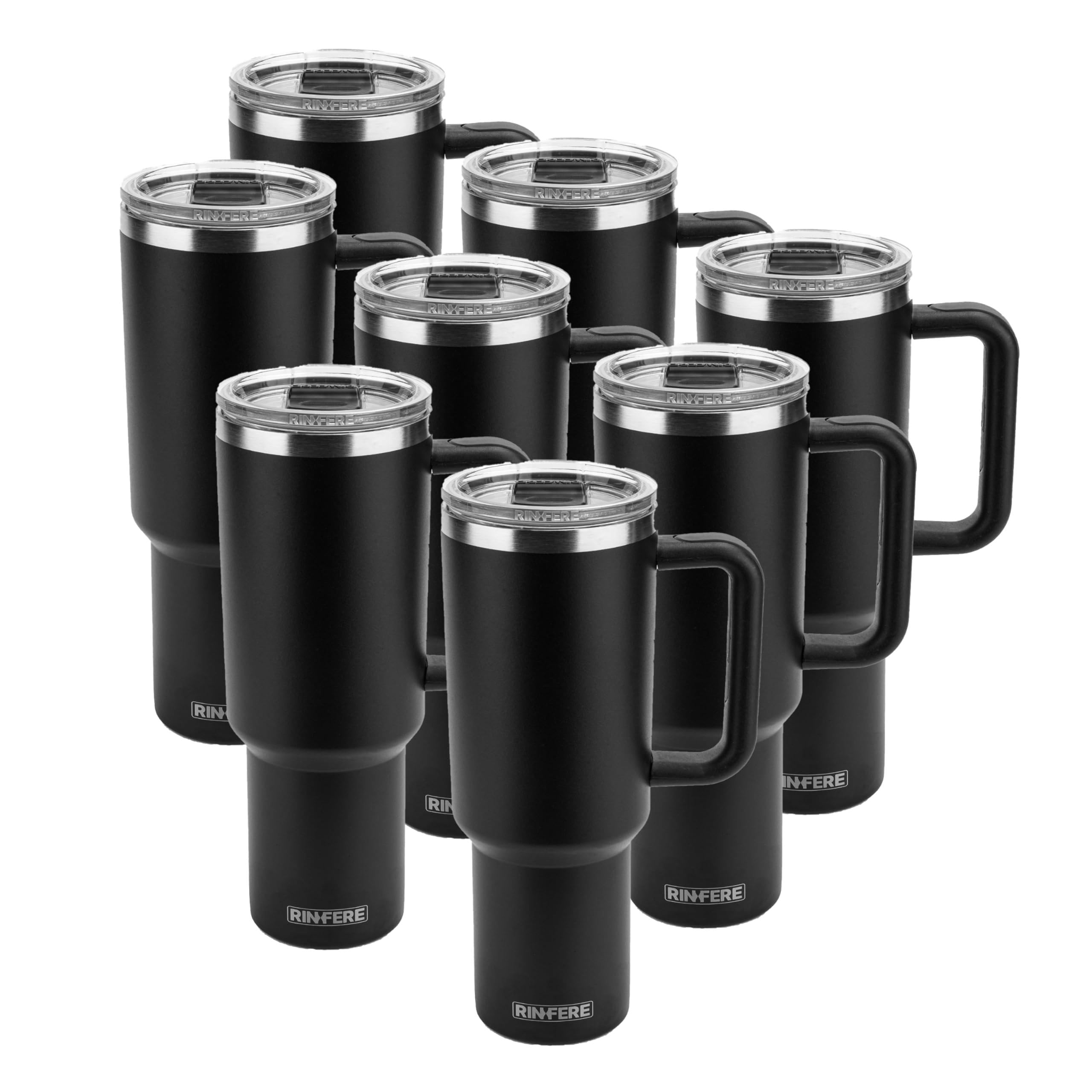 40 Oz Tumbler with Handle, Straw and Slide Lid - 100% Leak Proof, Cup Holder Compatible for Travel - Insulated Stainless Steel Cup (Sand, 4 Pack)