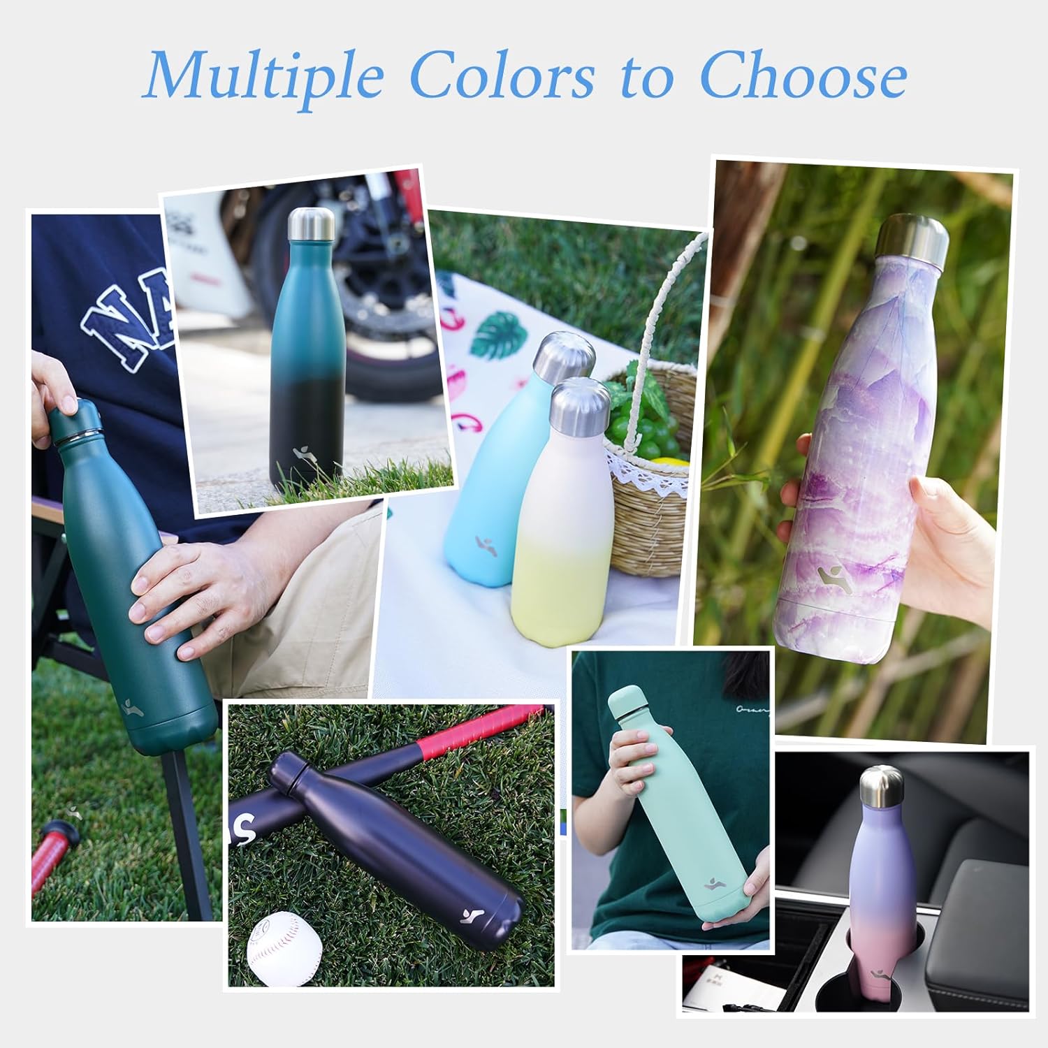 Insulated Water Bottles,12 oz Double Wall Stainless Steel Vacumm Metal Flask for Sports Travel,Mint