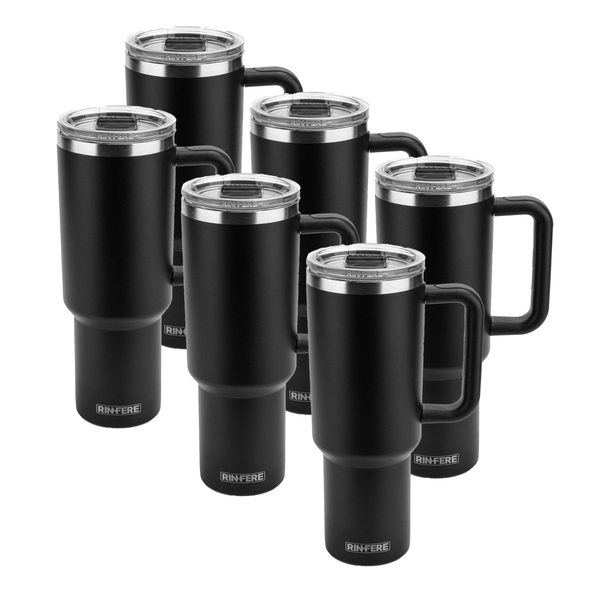 40 Oz Tumbler with Handle, Straw and Slide Lid - 100% Leak Proof, Cup Holder Compatible for Travel - Insulated Stainless Steel Cup (Sand, 4 Pack)