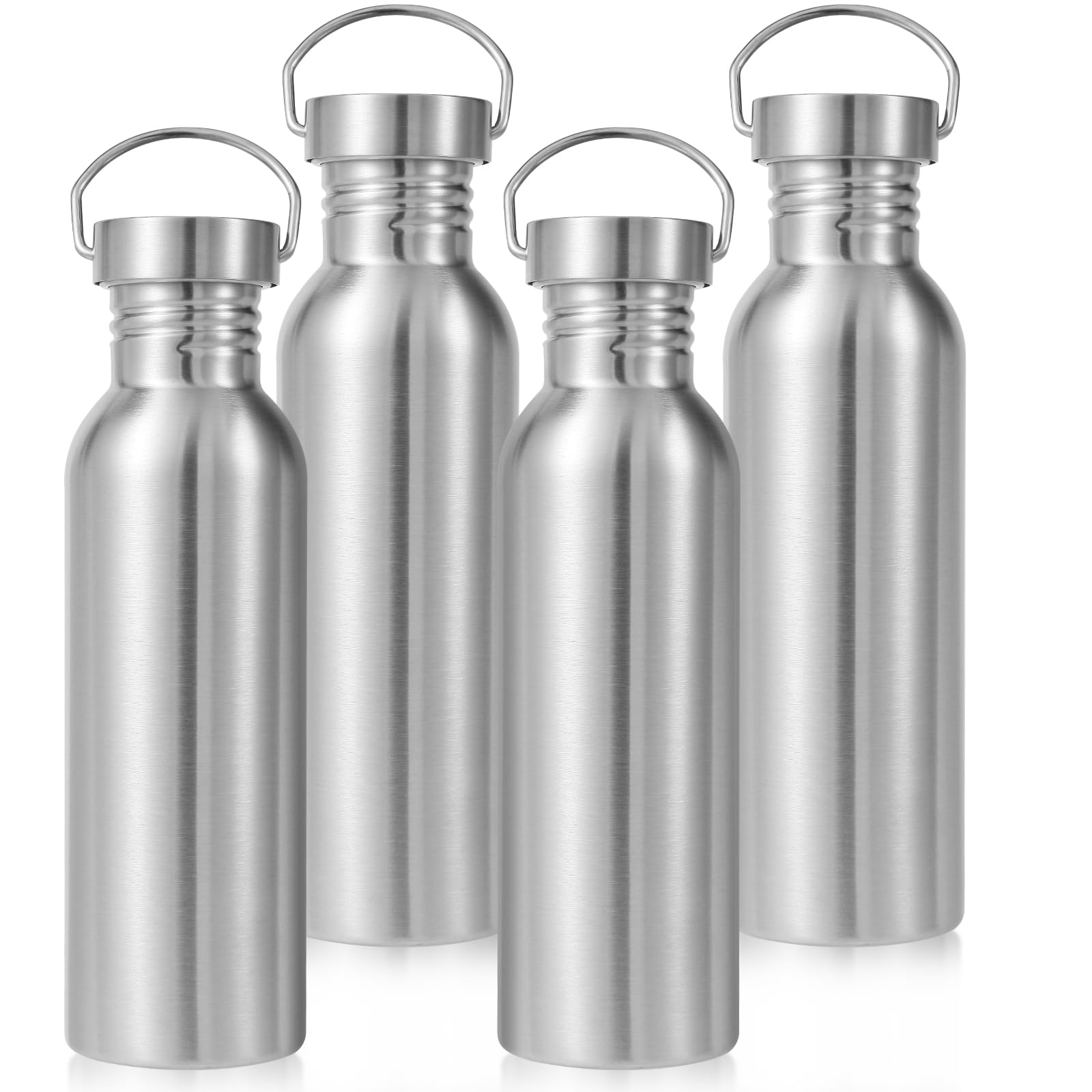 Volhoply 12oz Uninsulated Single Walled Water Bottle, Stainless Steel Reusable Water Bottles with Handle, BPA Free & Plastic Free 18/8 304 Metal Water Bottles for Camping, Hikers, Cyclists