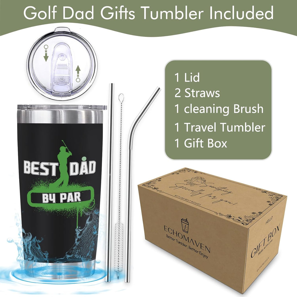 Golf Gifts for Dad from Daughter Son, Golf Dad Father's Day Christmas Birthday Gifts for Men, 20oz Stainless Steel Double Wall Vacuum Insulated Tumbler with Lid Straws