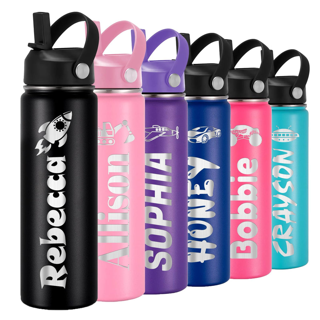 Custom Personalized Water Bottle for Kids Customized Water Bottles with Name Customizable Stainless Steel Insulated Cups 12/16/18/24/32/40 oz for School Girls Boys Toddler