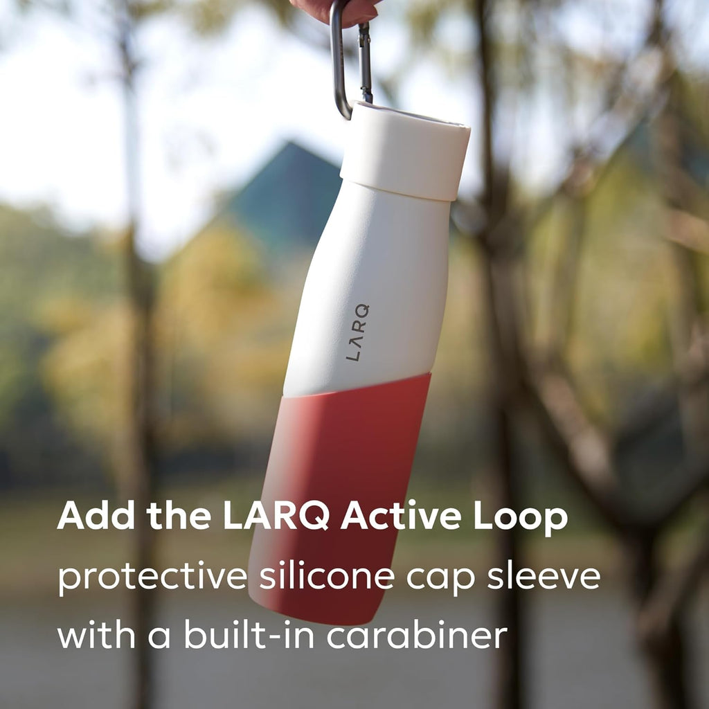 LARQ Bottle Movement PureVis 24 oz- Lightweight Self-Cleaning and Non-Insulated Stainless Steel Water Bottle with UV Water Purifier | Reusable & Travel Friendly, 1-Year Warranty, White/Dune
