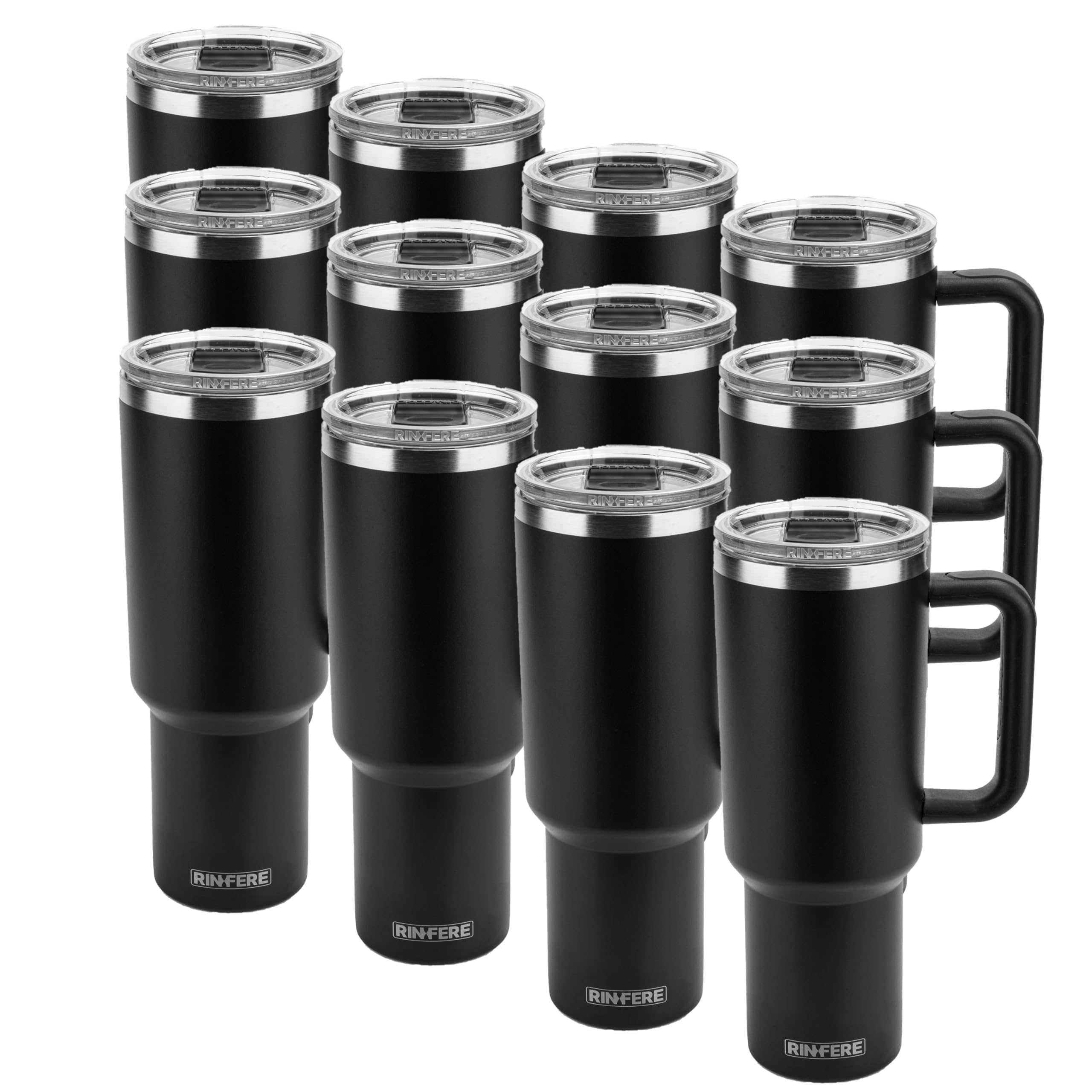 40 Oz Tumbler with Handle, Straw and Slide Lid - 100% Leak Proof, Cup Holder Compatible for Travel - Insulated Stainless Steel Cup (Sand, 4 Pack)