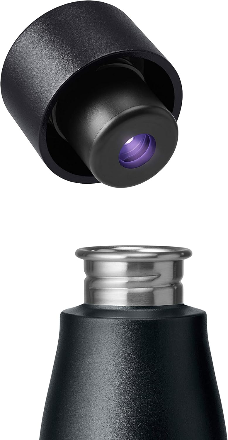 LARQ Bottle Movement PureVis 24 oz- Lightweight Self-Cleaning and Non-Insulated Stainless Steel Water Bottle with UV Water Purifier | Reusable & Travel Friendly, Black/Pine