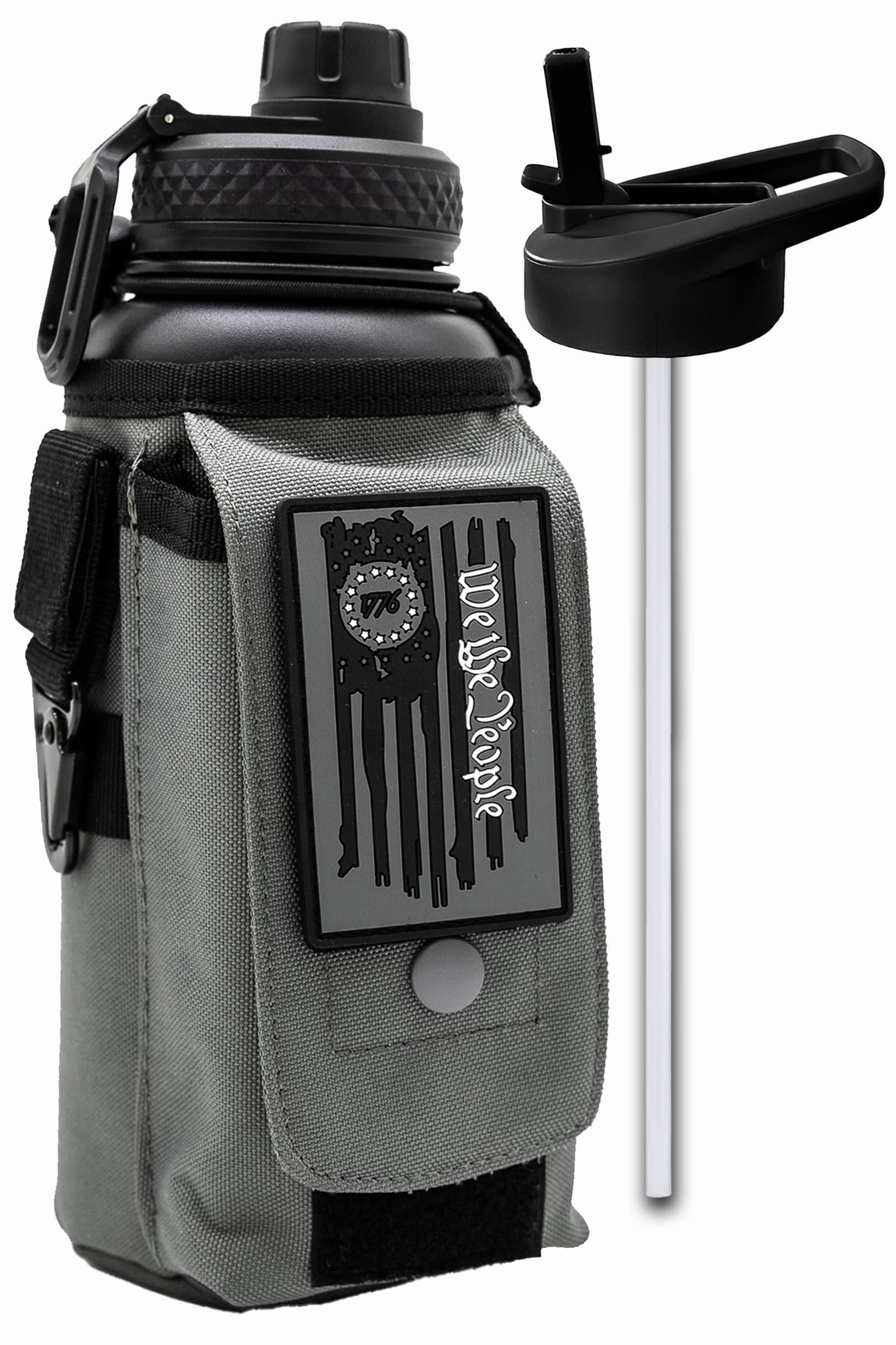 Iron Infidel Battle Bottle - Half Gallon Insulated Water Bottle with Paracord Handle, Large 64 oz Stainless Steel Water Jug with Rugged, Removable Sleeve for Keys, Wallet & Phone (Brown Recluse 2L)