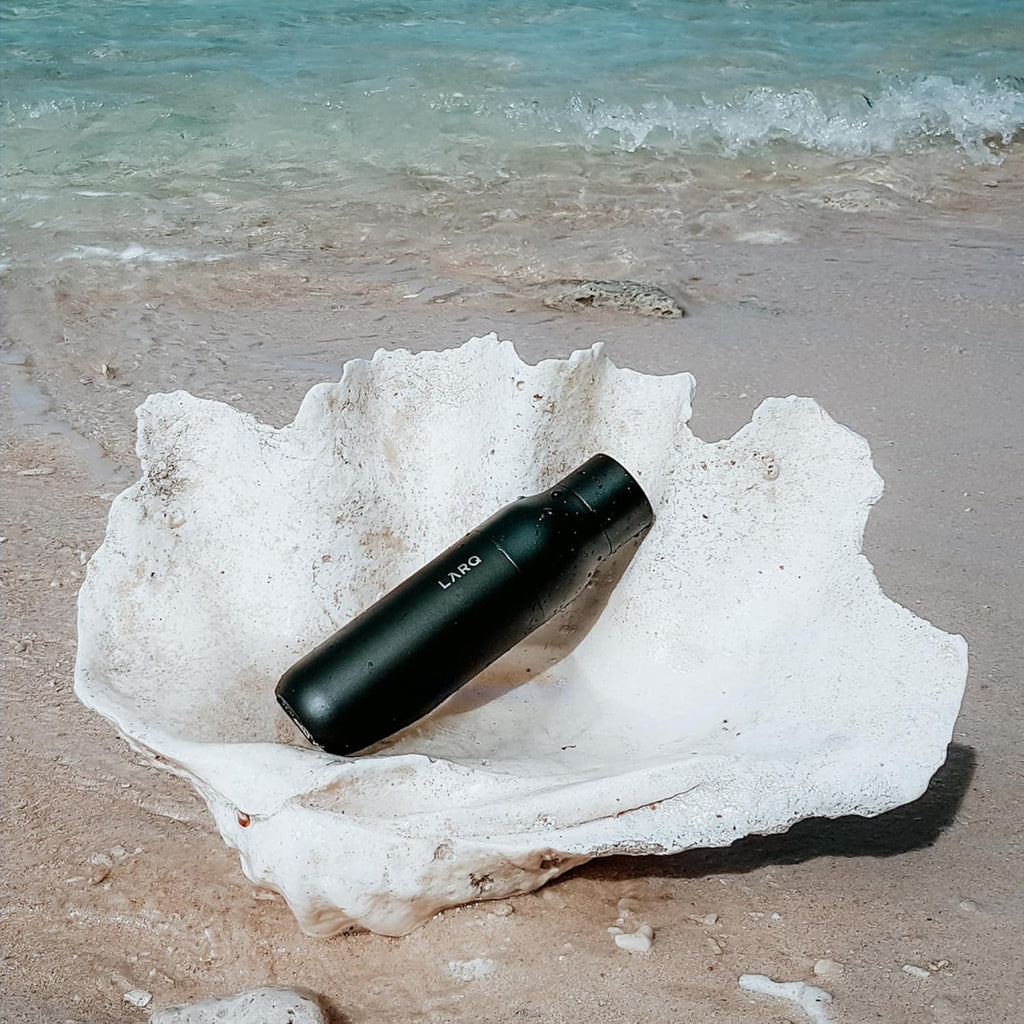 LARQ Bottle PureVis 17 oz - Self-Cleaning and Insulated Stainless Steel Water Bottle with UV Water Purifier and Award-winning Design | Reusable & Travel Friendly, Obsidian Black