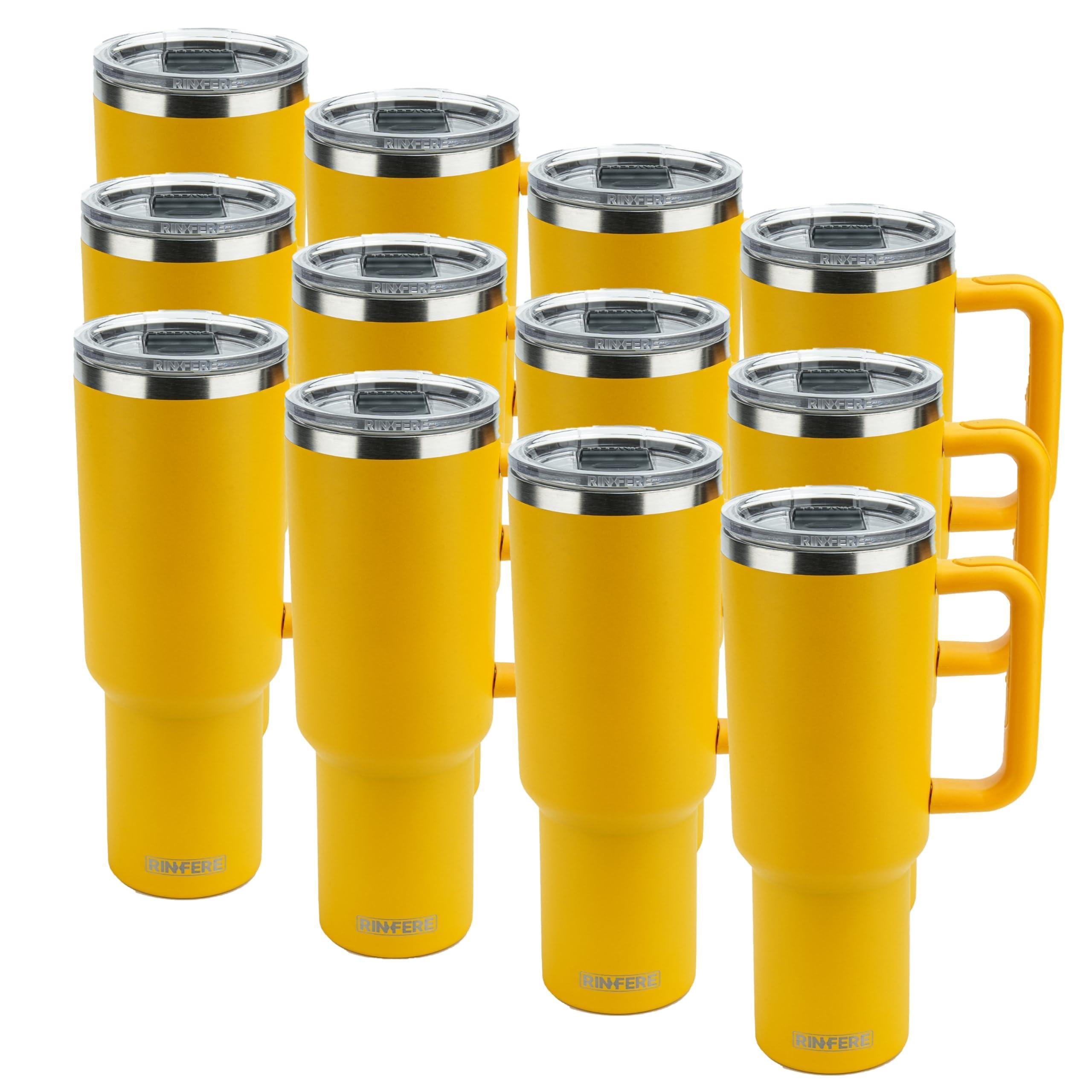 40 Oz Tumbler with Handle, Straw and Slide Lid - 100% Leak Proof, Cup Holder Compatible for Travel - Insulated Stainless Steel Cup (Sand, 4 Pack)